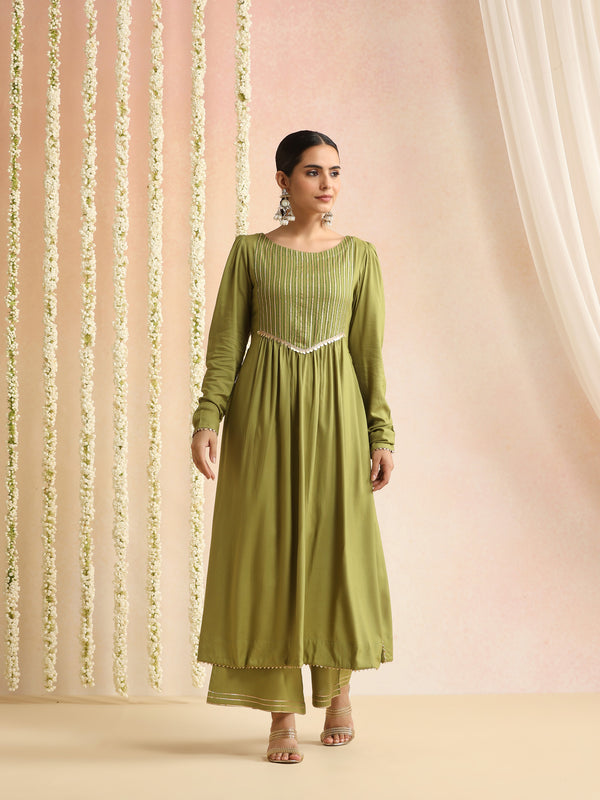Women Woven Design Self Design Kurta with Palazzos