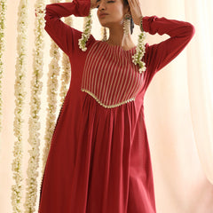 Ethnic Motifs Woven Design Thread Work A-Line Kurta With Palazzos