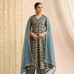 Women Ethnic Motifs Thread Work Pure Cotton Kurta with Trousers & Dupatta
