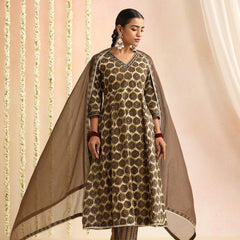 Women Ethnic Motifs Printed Pure Cotton Kurta & Trouser With Dupatta