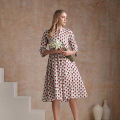 Khushal Women Polka Dot Print A-Line Midi Dress