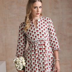 Khushal Women Polka Dot Print A-Line Midi Dress