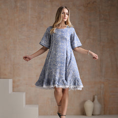 Women Floral Printed Cotton Fit and Flare A-Line Dress