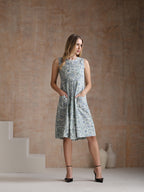 Floral Printed Cotton Fit & Flare Dress