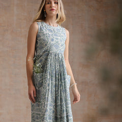 Floral Printed Cotton Fit & Flare Dress