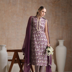 Women Floral Printed Cotton Kurta with Palazzos & Dupatta