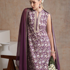 Women Floral Printed Cotton Kurta with Palazzos & Dupatta