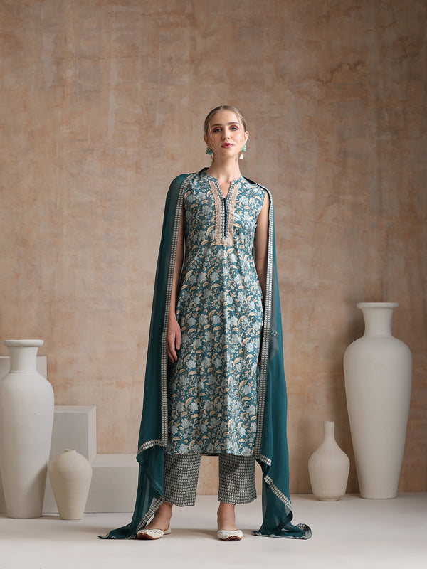 Women Ethnic Motifs Printed Regular Pure Cotton Kurta with Palazzos & With Dupatta