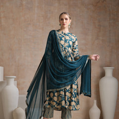 Women Floral Printed Regular Pure Cotton Kurta with Palazzos & With Dupatta