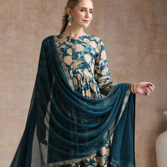 Women Floral Printed Regular Pure Cotton Kurta with Palazzos & With Dupatta