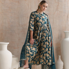 Women Floral Printed Regular Pure Cotton Kurta with Palazzos & With Dupatta