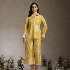 Floral Printed Mauve Co-ord Set with Flared Sleeves