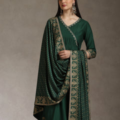 Khushal K Floral Printed Anarkali Thread Work Kurta set
