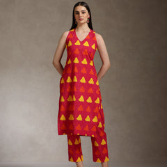 Khushal K Women Geometric Printed Cotton Kurta set