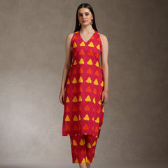 Khushal K Women Geometric Printed Cotton Kurta set