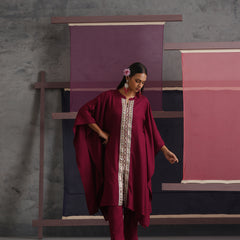 Khushal K Women Mandarin collar Maroon Kaftan set