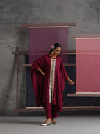 Khushal K Women Mandarin collar Maroon Kaftan set