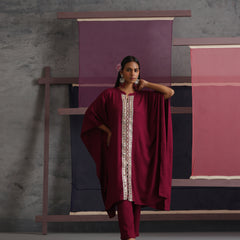 Khushal K Women Mandarin collar Maroon Kaftan set