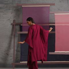 Khushal K Women Mandarin collar Maroon Kaftan set