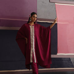 Khushal K Women Mandarin collar Maroon Kaftan set