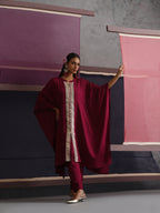 Khushal K Women Mandarin collar Maroon Kaftan set