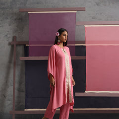 Khushal K Women Mandarin collar Pink Kaftan set
