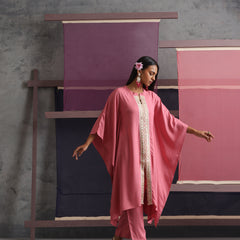 Khushal K Women Mandarin collar Pink Kaftan set