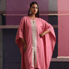 Khushal K Women Mandarin collar Pink Kaftan set