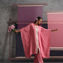 Khushal K Women Mandarin collar Pink Kaftan set