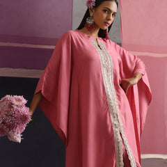 Khushal K Women Mandarin collar Pink Kaftan set