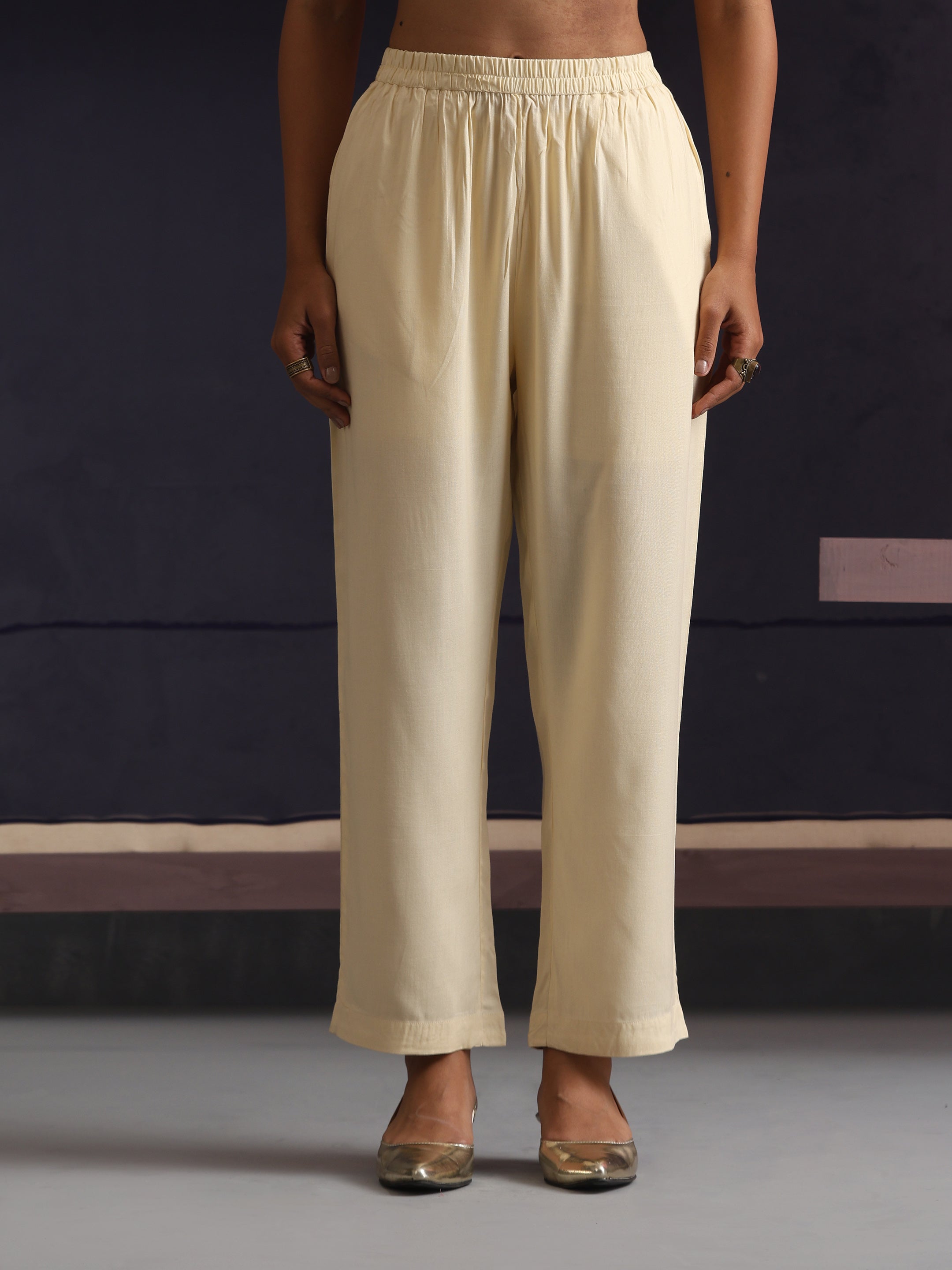 Khushal K Women Embroidered mirror work Cream Kaftan set