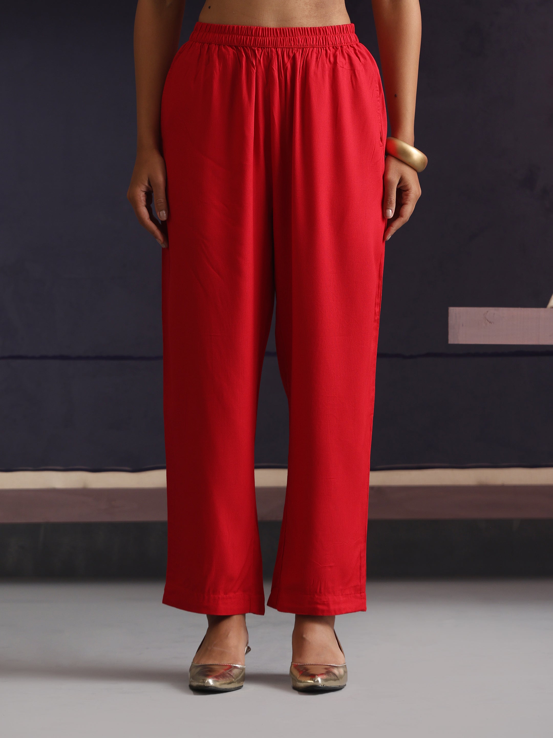 Khushal K Women Embroidered mirror work Red Kaftan set