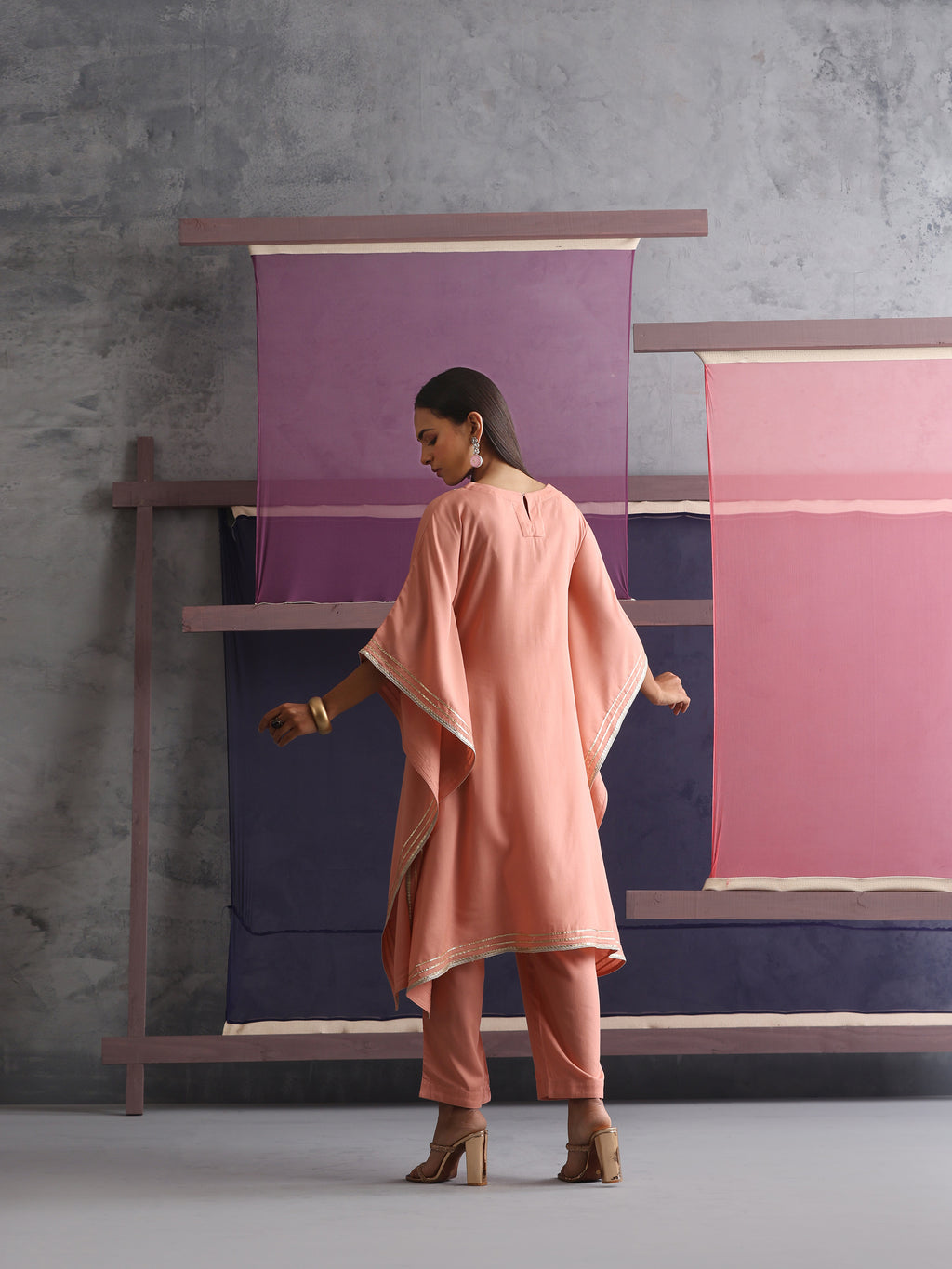 Khushal K Women Motifs Yoke Design Kaftan set