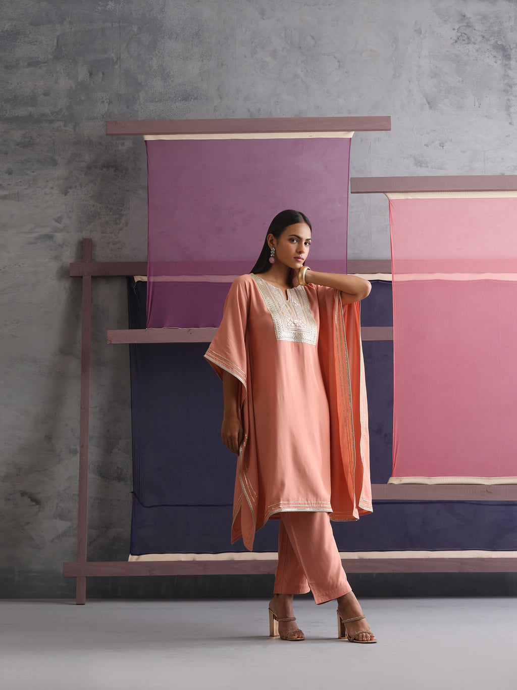 Khushal K Women Motifs Yoke Design Kaftan set