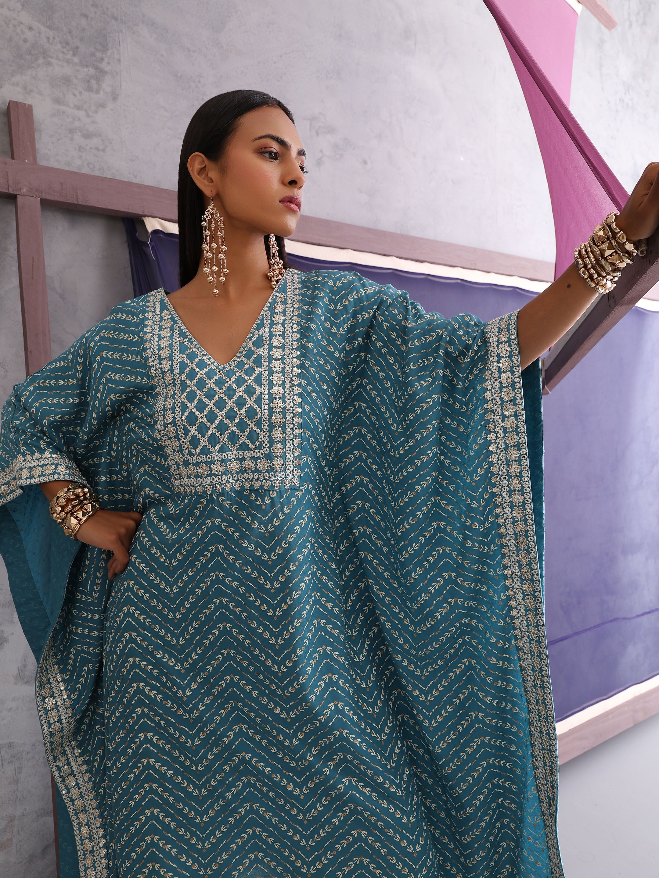 Khushal K Women Ethnic Motifs Printed Kaftan set