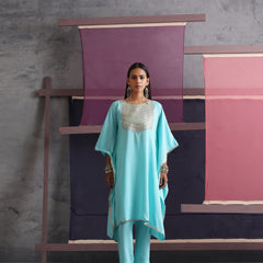 Khushal K Women Motifs Yoke Round Nack Design Kaftan set