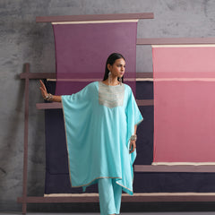 Khushal K Women Motifs Yoke Round Nack Design Kaftan set
