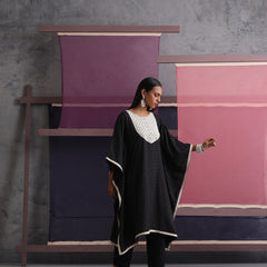 Khushal K Women Embroidered Black Printed Kaftan set