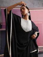 Khushal K Women Embroidered Black Printed Kaftan set