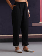 Khushal K Women Embroidered Collar Black Kaftan set