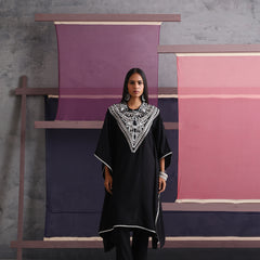 Khushal K Women Embroidered Collar Black Kaftan set