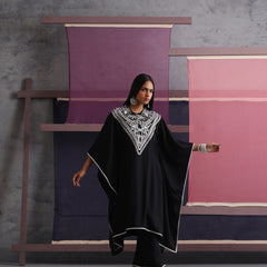 Khushal K Women Embroidered Collar Black Kaftan set