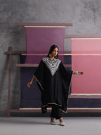 Khushal K Women Embroidered Collar Black Kaftan set