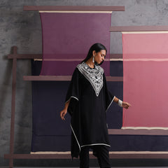 Khushal K Women Embroidered Collar Black Kaftan set