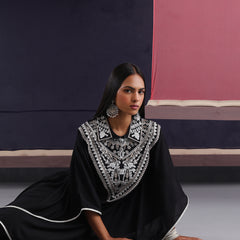 Khushal K Women Embroidered Collar Black Kaftan set