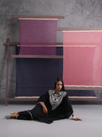 Khushal K Women Embroidered Collar Black Kaftan set