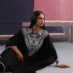 Khushal K Women Embroidered Collar Black Kaftan set