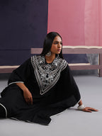 Khushal K Women Embroidered Collar Black Kaftan set