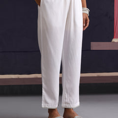 Khushal K Women Embroidered Collar White Kaftan set