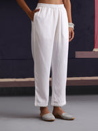 Khushal K Women Embroidered Collar White Kaftan set